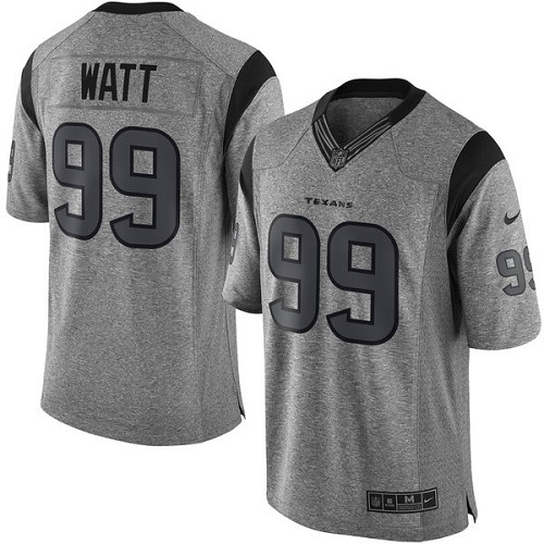 Men's Elite J.J. Watt Nike Jersey Gray - #99 Gridiron NFL Houston Texans